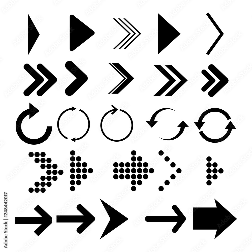 Aufkleber arrows vector collection. set different black arrow icon. vector collection