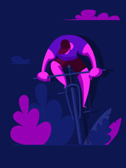 Man rides a bike. Sport concept. Vector illustration in flat style