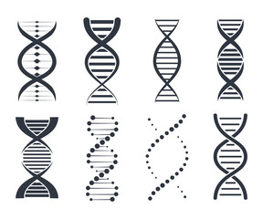 DNA Icons set. Genetic sign, elements and icons collection. Pictogram of DNA Symbol Isolated on White Background