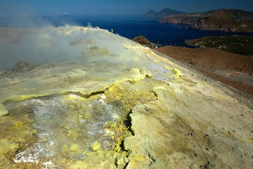 Vulcano, Hauptkrater, Liparische Inseln, Sizilien, Italien, < english> Vulcano, Eolic Islands, Sicily, Italy