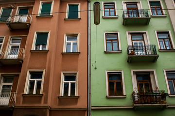 Facades of the houses in Graz, Austria