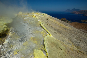 Vulcano, Hauptkrater, Liparische Inseln, Sizilien, Italien, < english> Vulcano, Eolic Islands,...