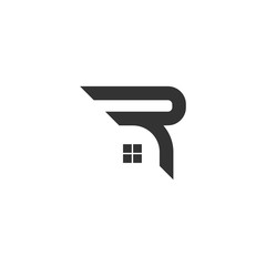 R Initials in Housing Business Logo.