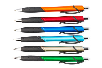 Set of bright pens. Objects on a white background.