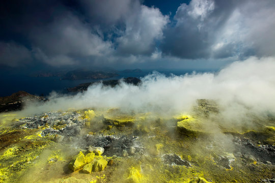 Vulcano, Hauptkrater, Liparische Inseln, Sizilien, Italien, < english> Vulcano, Eolic Islands, Sicily, Italy