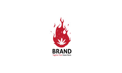 Cannabis Red Hot Fire vector logo image