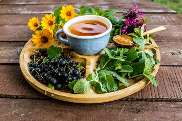 cup tea herb echinacea mint chamomile berry plant blueberry flavor aroma jam apricot sweetness...