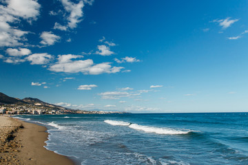 Fototapeta na wymiar Panorama of beautiful beach and sea in Spain