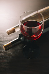 wine glasse and bottles