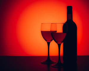 wine glasses and bottle