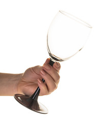 empty wine glass in female hand