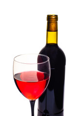 bottle and glass of red wine