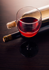 wine glasse and bottles