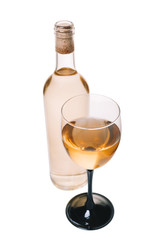 wine glasses and bottle