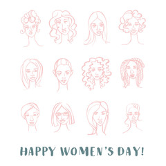 Decorative woman's head greeting card Happy International Women's Day