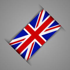 Flag of the Great Britain . Realistic flag of England. Paper cutting style. Banner Ribbon. Isolated Vector illustration.