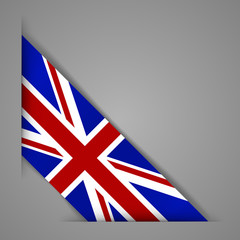 Flag of the Great Britain . Realistic flag of England. Paper cutting style.Corner Ribbon. Isolated Vector illustration.