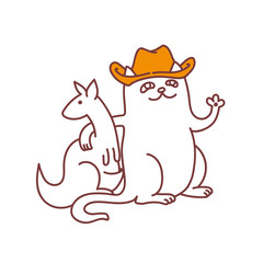 Cowboy cat with kangaroo