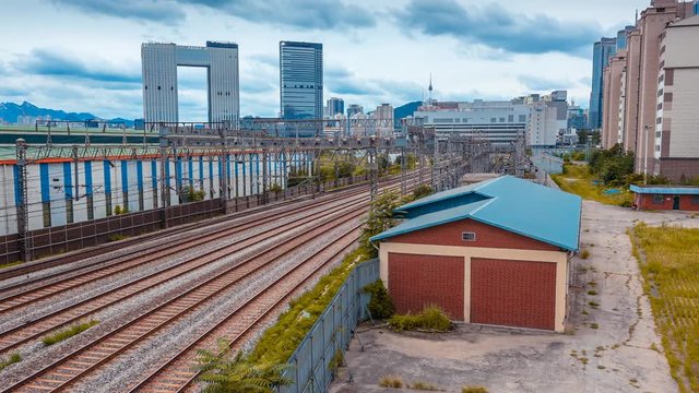 Time lapse train traffic of Seoul,South Korea