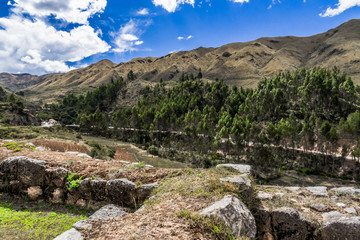 Ancient Inca ruins in the Andes