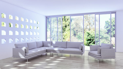 large luxury modern bright interiors room illustration 3D rendering