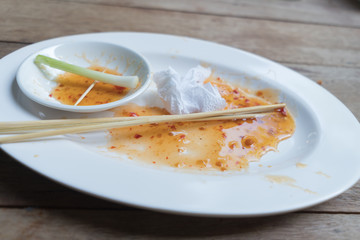 Empty and dirty dish after eating...