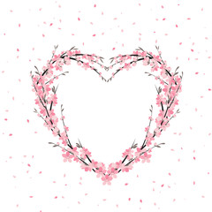 Vector illustration of a flower shaped heart. Flower decoration of sakura © Miroslava Hlavacova