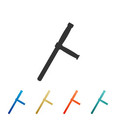 Police rubber baton icon isolated on white background. Rubber truncheon. Police Bat. Police equipment. Set elements in color icons. Vector Illustration