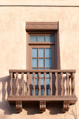 Traditional Southwestern styled house in Santa Fe historic downtown, New Mexico, USA