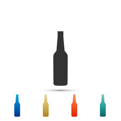 Beer bottle icon isolated on white background. Set elements in color icons. Vector Illustration