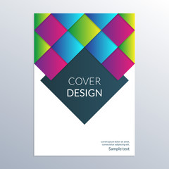 Cover design template. Brochure layout for commercial or business report with modern geometric shapes. Vector illustration.