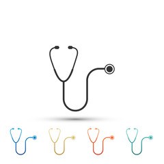 Stethoscope medical instrument icon isolated on white background. Set elements in color icons. Vector Illustration