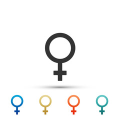 Female gender symbol icon isolated on white background. Venus symbol. The symbol for a female organism or woman. Set elements in color icons. Vector Illustration