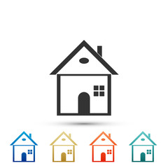 House icon isolated on white background. Home symbol. Set elements in color icons. Vector Illustration