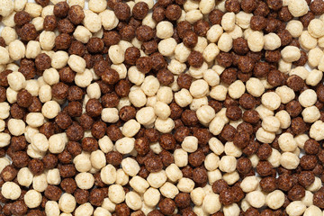 Chocolate Balls. Background of a dry breakfast. Healthy Breakfast for the Child.