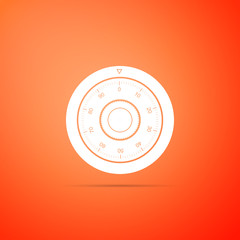Safe combination lock wheel icon isolated on orange background. Protection concept. Password sign. Flat design. Vector Illustration