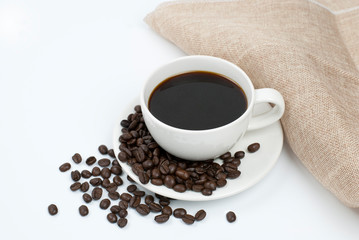 cup of coffee and beans