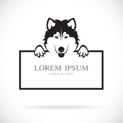 Vector of black dog head(Siberian husky) with frame space for your text. Pet. Animals. Easy editable layered vector illustration. © yod67