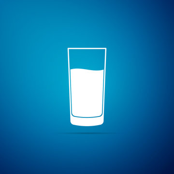 Glass with water icon isolated on blue background. Soda glass. Flat design. Vector Illustration