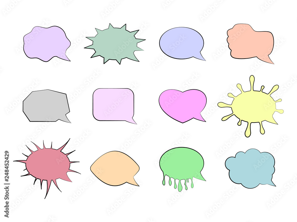 Aufkleber empty speech bubbles, chat boxes of various forms for adding text and expressing feelings. vector il