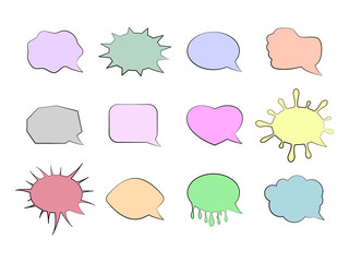 Empty speech bubbles, chat boxes of various forms for adding text and expressing feelings. Vector illustration.