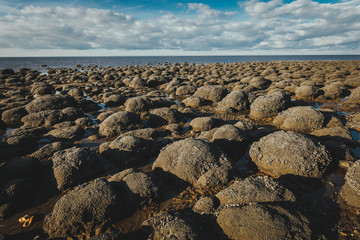 Round rocks in beach of Hunstanton, Norfolk Engalnd