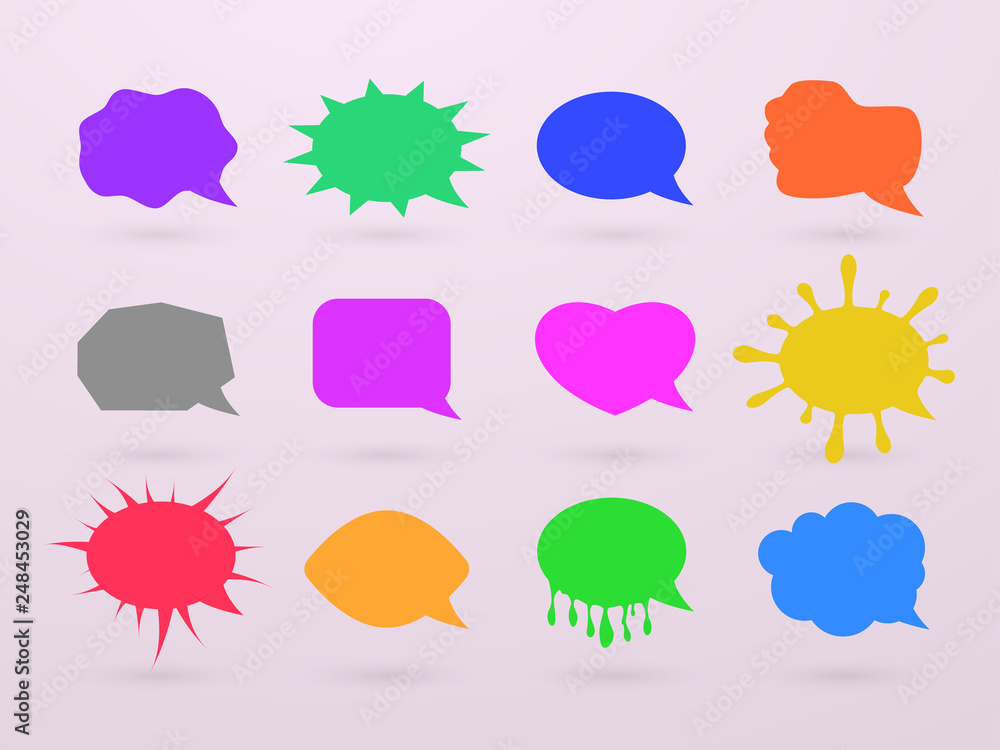 Aufkleber empty speech bubbles, chat boxes of various forms for adding text and expressing feelings. vector il