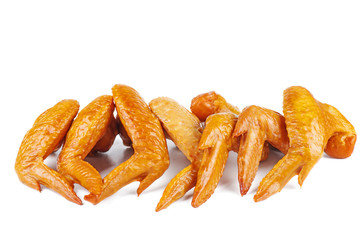 Smoked chicken wings isolated on white background