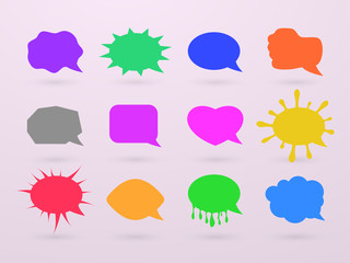 Empty speech bubbles, chat boxes of various forms for adding text and expressing feelings. Vector illustration.