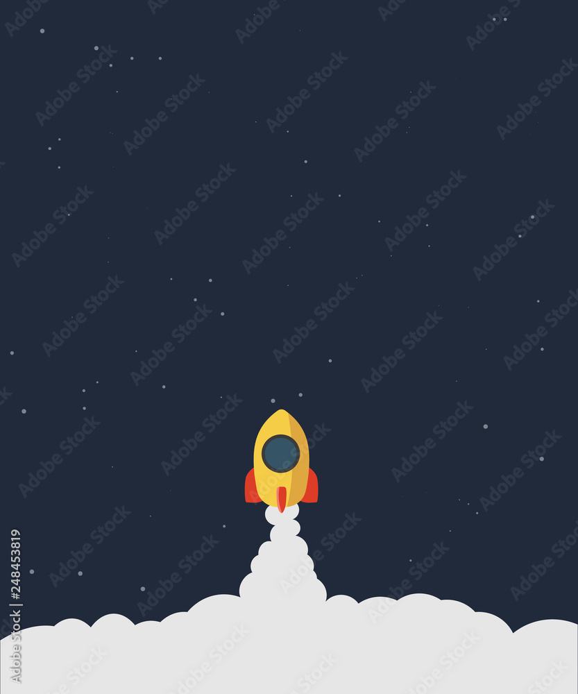 Aufkleber rocket launch concept of business. flat design business startup launch concept, rocket icon. busines
