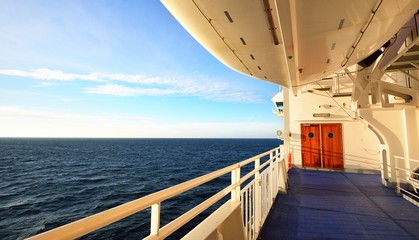 Seascape of the Baltic sea from the deck of a ferry