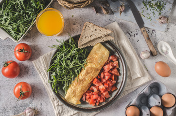 Egg omelette with salad