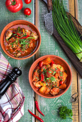 hot thick stew with meat and vegetables