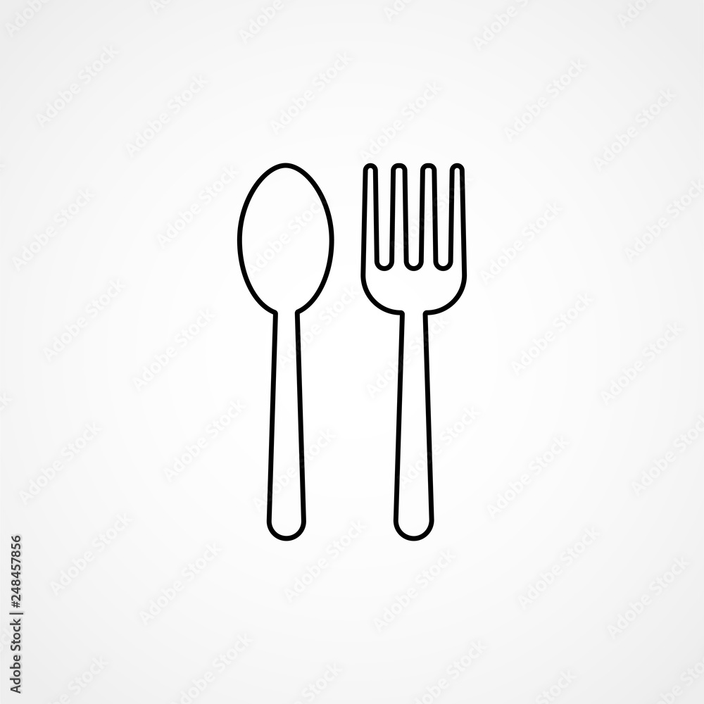 Poster fork and spoon line icon, outline vector sign, linear style pictogram isolated on white. menu symbol